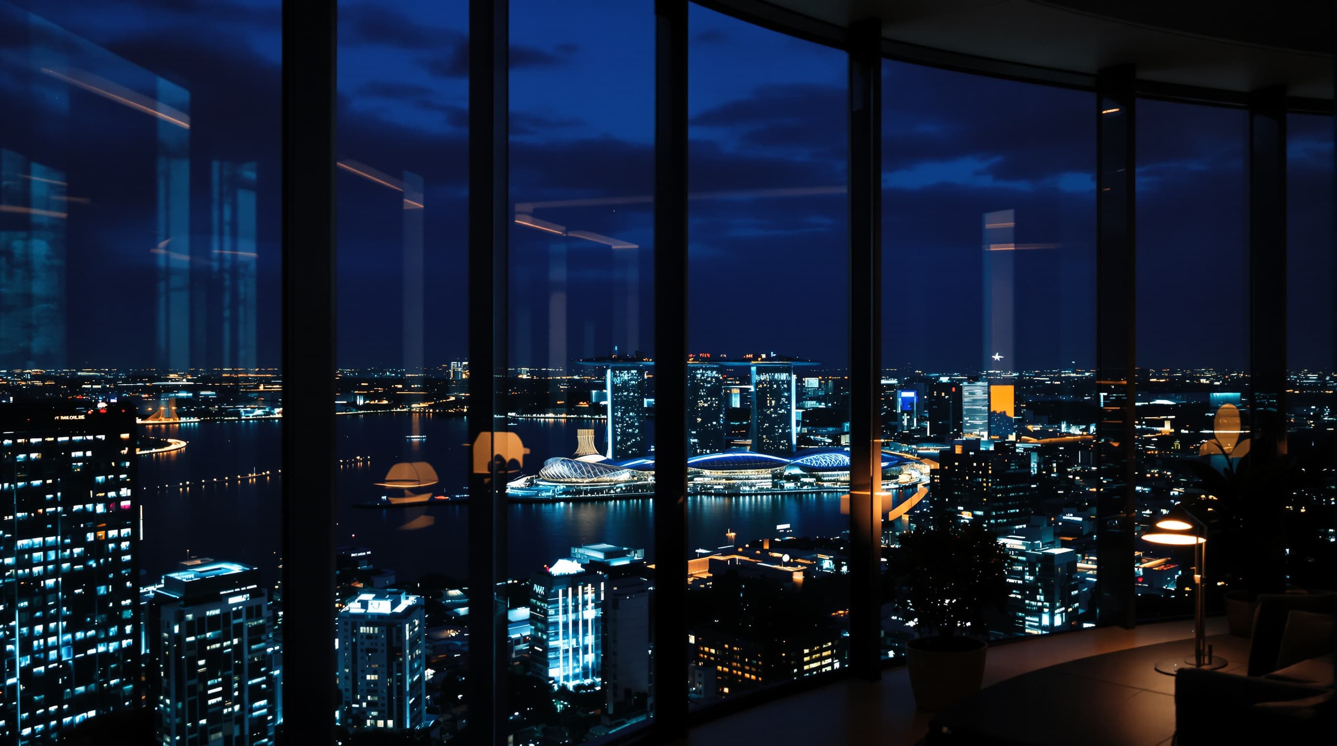 Singapore skyline at blue hour