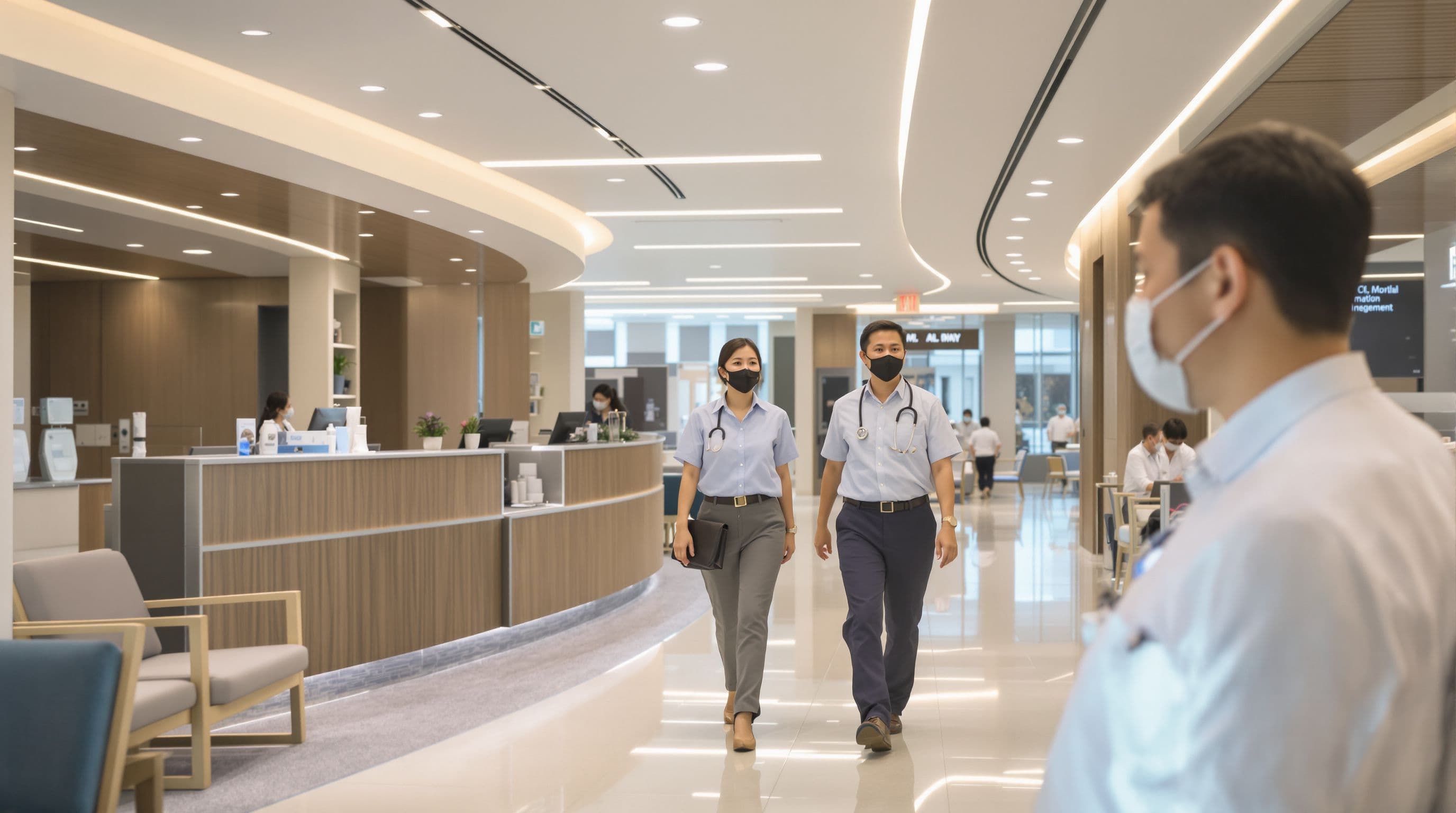 Singaporean Chinese late 40s medical group CEO, touring one of her clinics